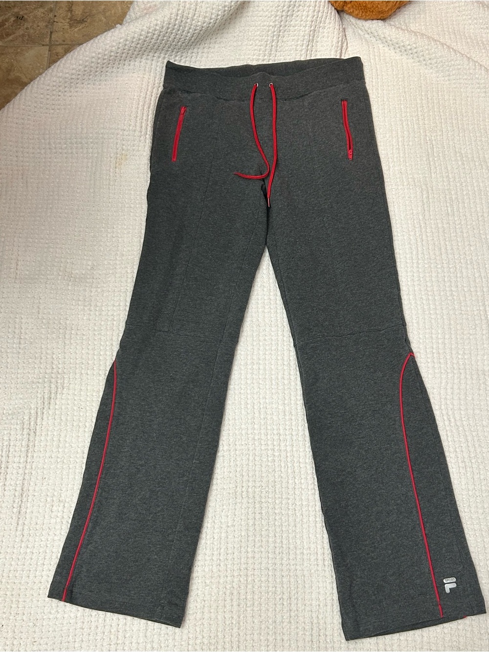 Fila Charcoal Sweatpants with Pink Trim